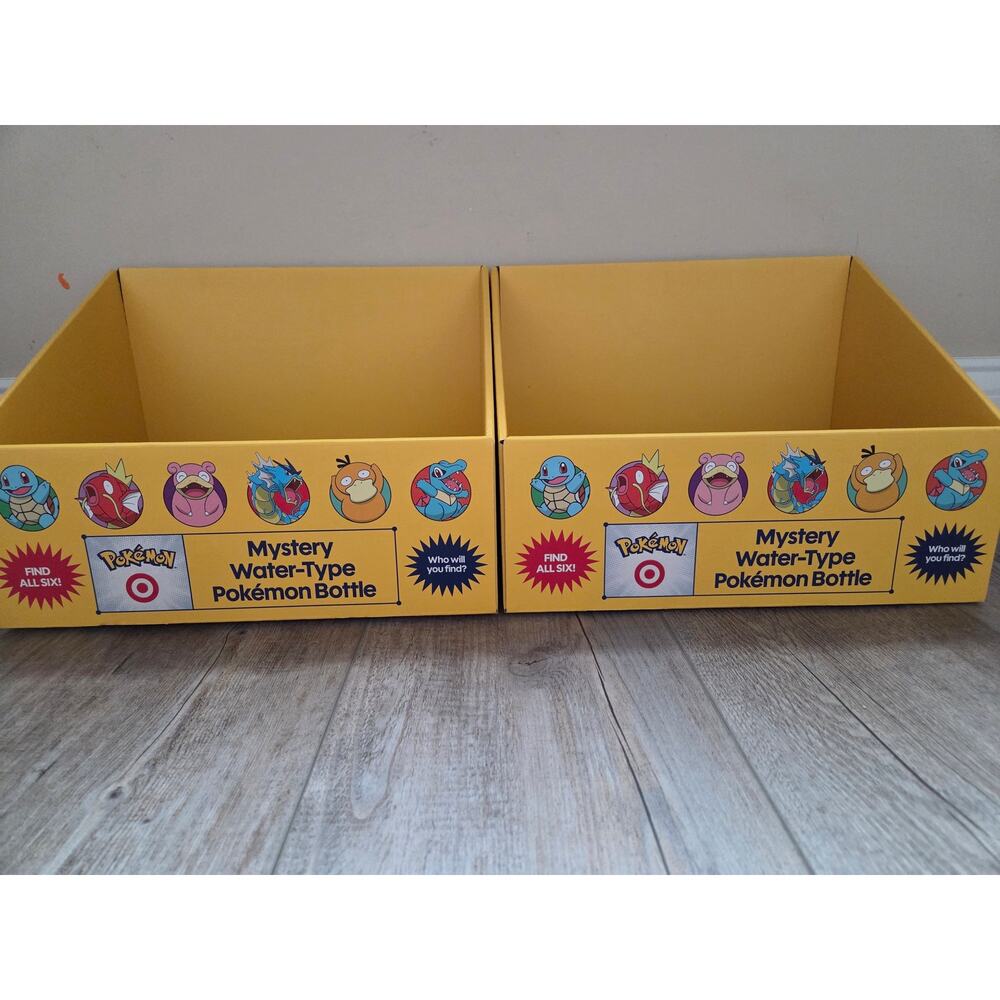 Lot of 2 Pokémon Mystery Water Bottle Store Display Cases - Rare Collectible